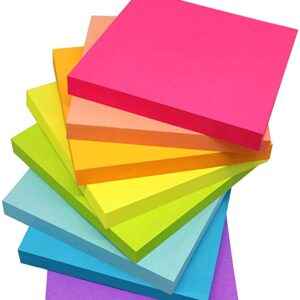 (8 Pack) Sticky Notes 3x3 Inches,Bright Colors Self-Stick Pads, Easy to Post for Home, Office, Notebook, 8 Pads/Pack
