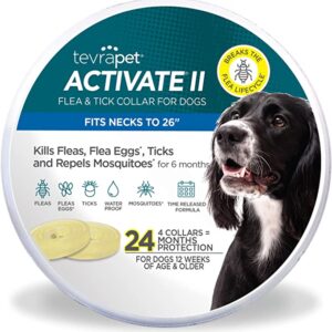TevraPet Activate II Flea and Tick Collar for Dogs, 24 Months of Flea and Tick Protection, Repels Mosquitos