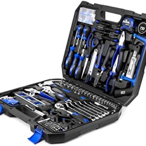 210-Piece Household Tool Kit, Prostormer General Home/Auto Repair Tool Set with Hammer, Pliers, Screwdriver Set, Wrench Socket Kit and Toolbox Storage Case - Perfect for Homeowner, Diyer, Handyman