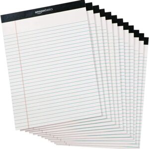 Legal/Wide Ruled 8.5 x 11.75-Inch Lined Writing Note Pads - 12-Pack (50-sheet Pads), White