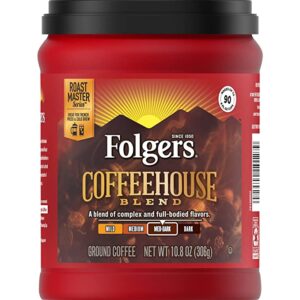 Folgers Coffeehouse Blend Medium Dark Roast Ground Coffee, 10.8 Ounces (Pack of 6)