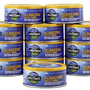 Wild Planet Albacore Wild Tuna, Sea Salt, Keto and Paleo, 3rd Party Mercury Tested, 5 Ounce, Pack of 12