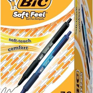 BIC Soft Feel Black Retractable Ballpoint Pens, Medium Point (1.0mm), 36-Count Pack, Black Pens With Soft-Touch Comfort Grip