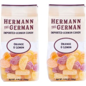 Hermann the German Hard Candy - Imported - Pack of 2 (Orange and Lemon)