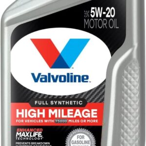 Valvoline Full Synthetic High Mileage with MaxLife Technology SAE 5W-20 Motor Oil 1 QT, Case of 6